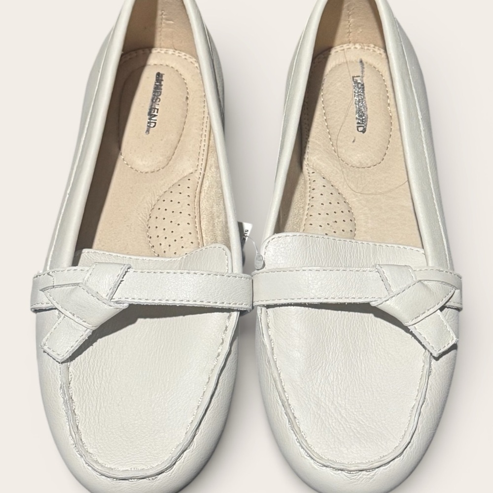 Lands end Suede Leather Slip On Loafer Shoes Lands End cream color - Picture 4 of 5
